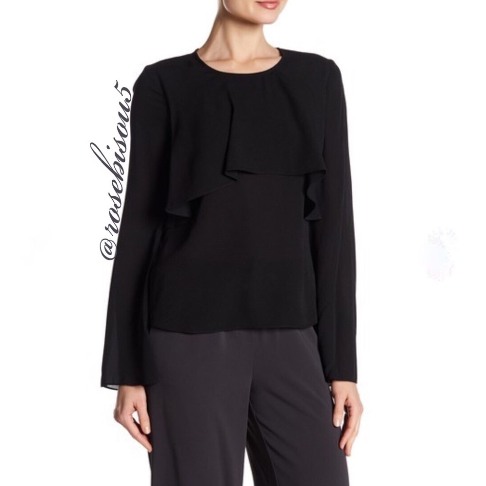 {BADGLEY MISCHKA} Silk Flounce Overlay Blouse - Picture 3 of 8